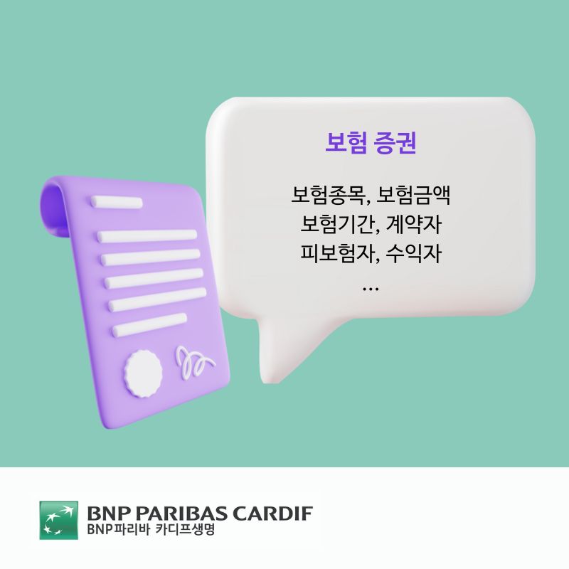 보험증권 구성요소는 보험종목, 보험금액, 보험기간, 계약자, 피보험자, 수익자 등이다.